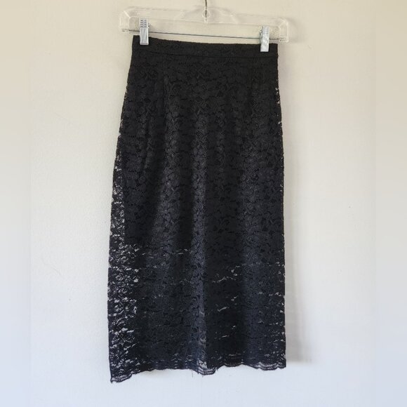 ARITZIA | Babaton Wilbur Lace Midi Pencil Skirt black Sz 00 - Picture 3 of 7